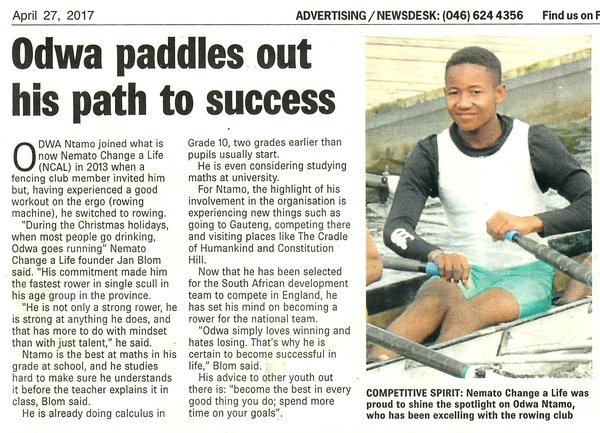 Odwa paddles out his way to success